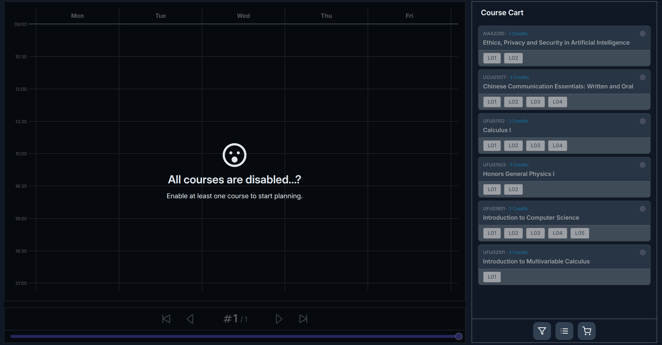 dashboard section